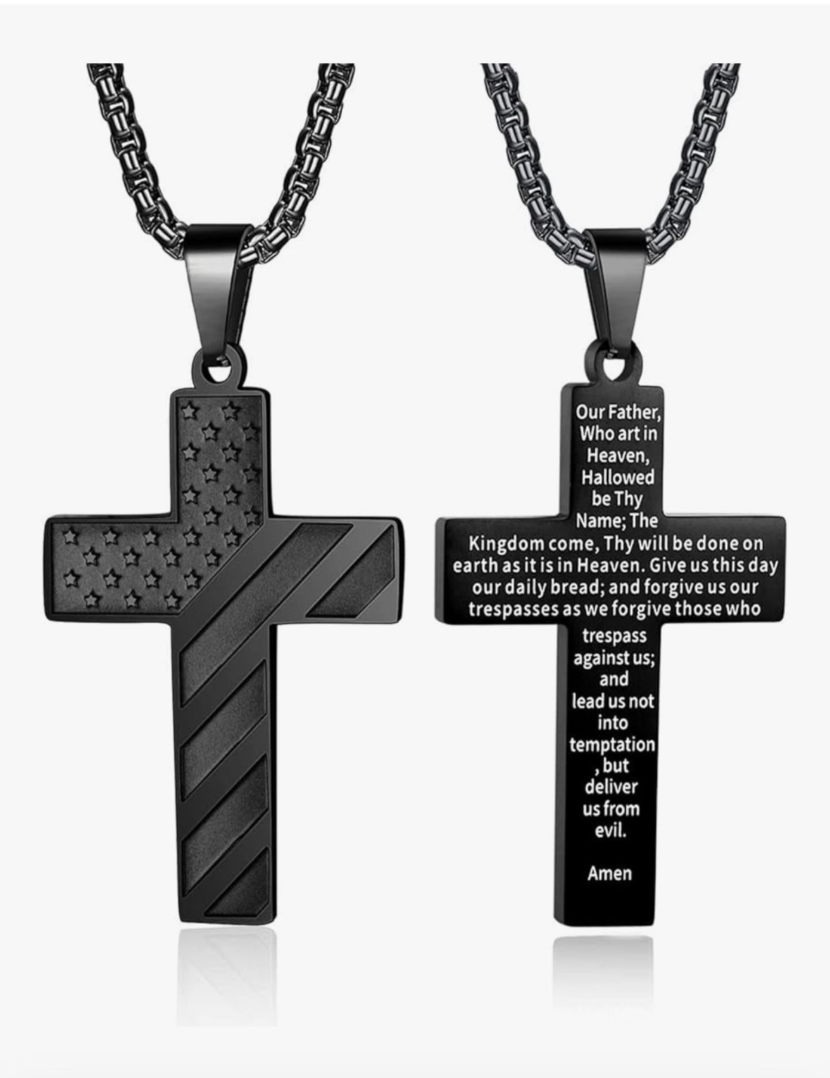 Chain w/ Cross “Our Father” (Stainless Steel) 24”