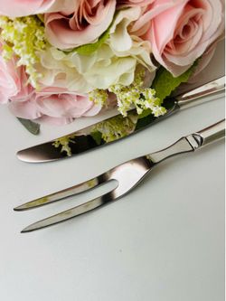 Vintage 1847 Rogers Bros Magic Rose Knife & Random Rose Serving Fork Set đš