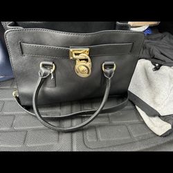 black leather 2 pc m k bag 