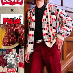 LEVI'S X FELIX The Cat LIMITED-EDITION vintage inspired boxy checkered cardigan