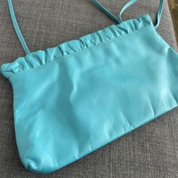 RARE Vintage Sharif Clutch Purse Turquoise Leather