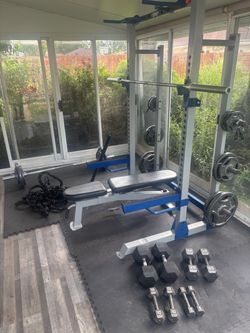 Home Gym Set with Power Rack and Weights