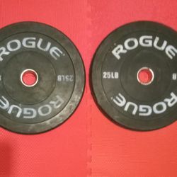 (2) 25lb ROGUE Olympic Size Barbell Weights 90lbs Total