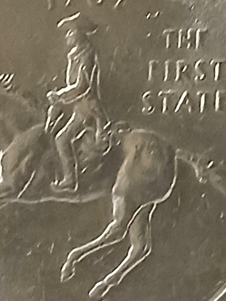 1999 Delaware Quarter Die Chip On Tail Very Fine