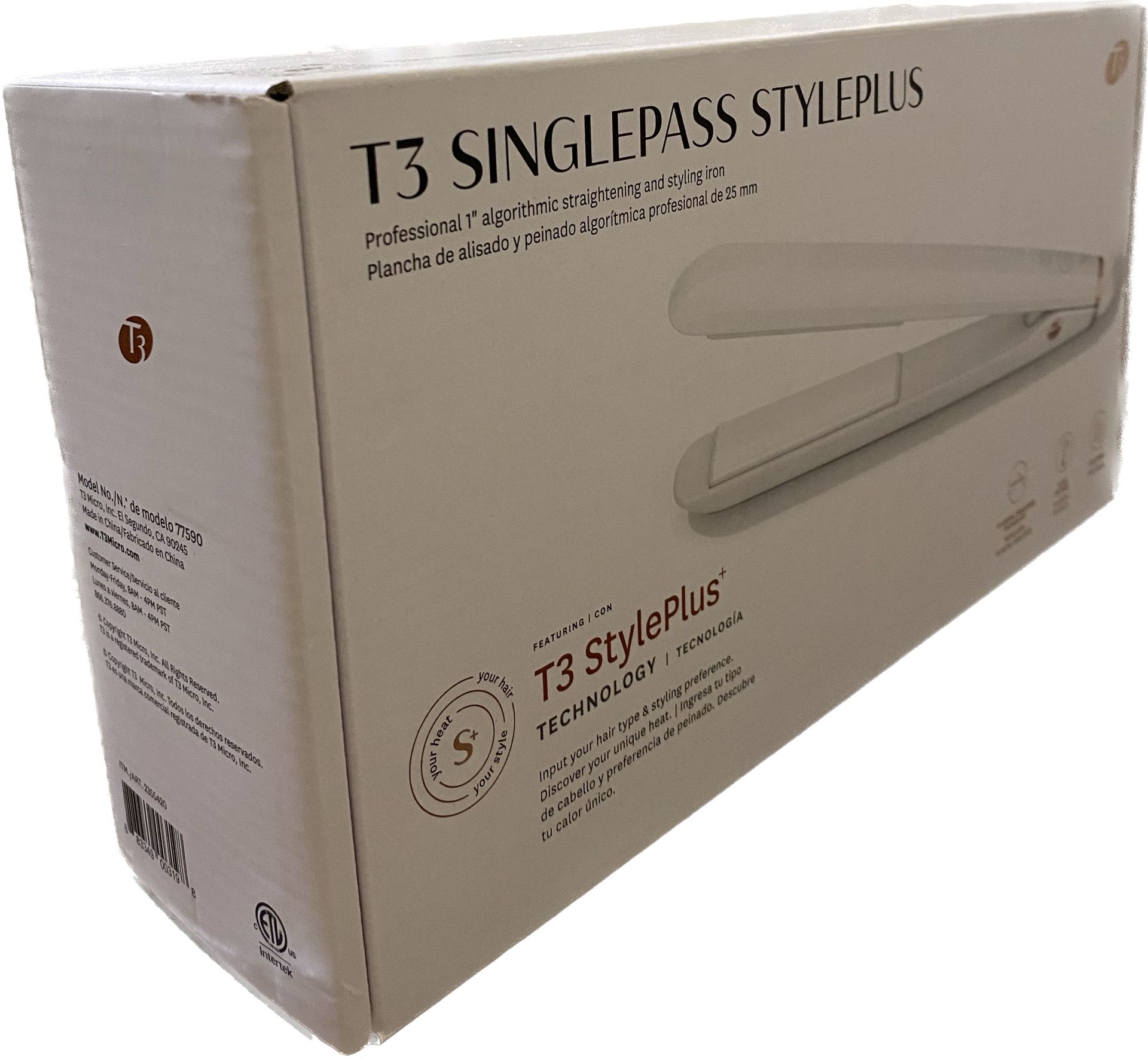 New T3 SinglePass StlyePlus 1Inch Algorithmic Straightening & Styling Iron 9 Heat Mod77590 / 20 Set