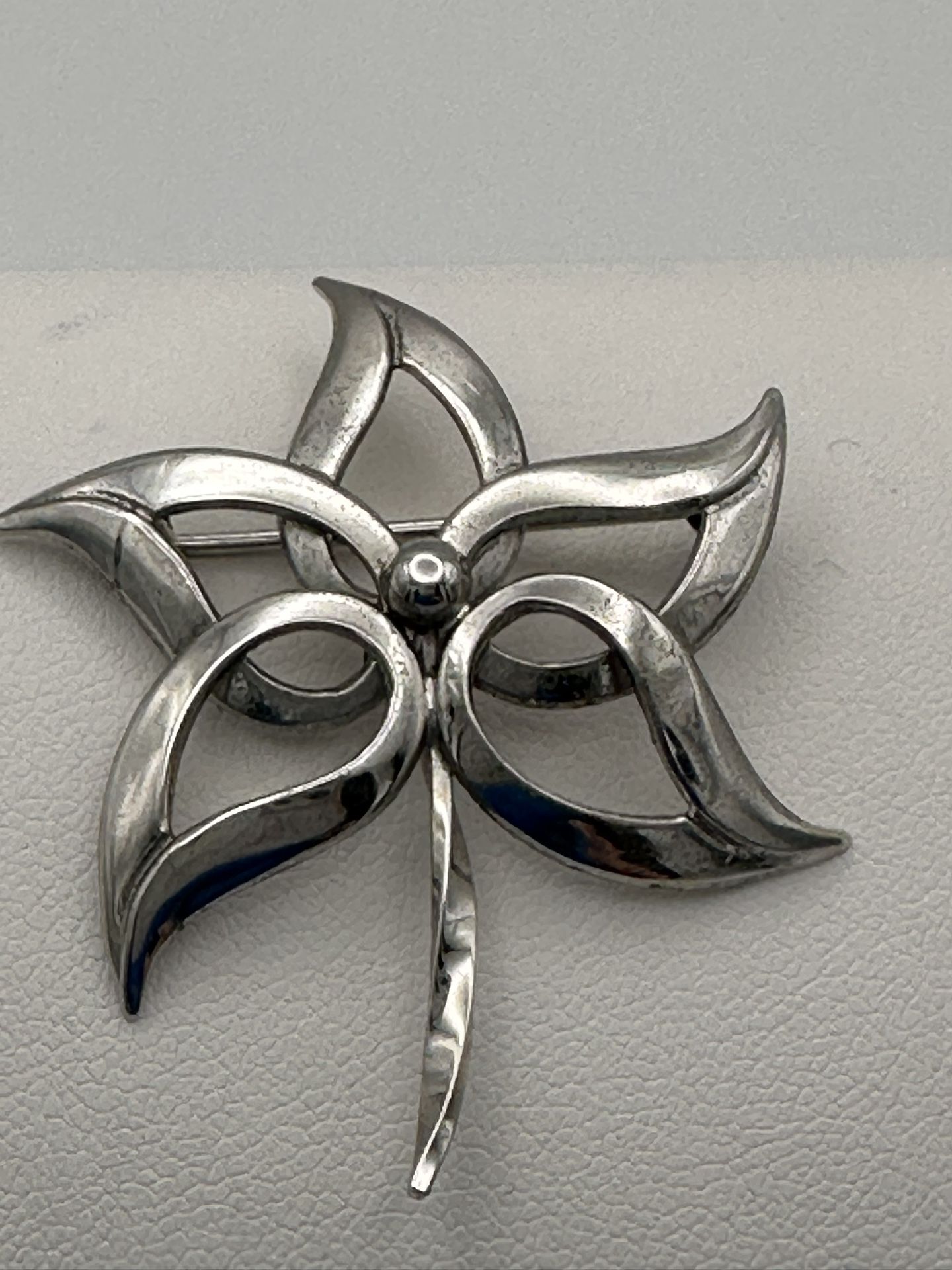 Vintage Curtis Creations Sterling Silver Brooch Flower Leaf Great Condition 