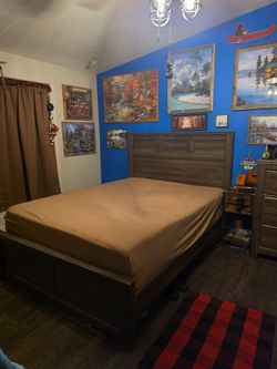 Queen bed frame and night stand