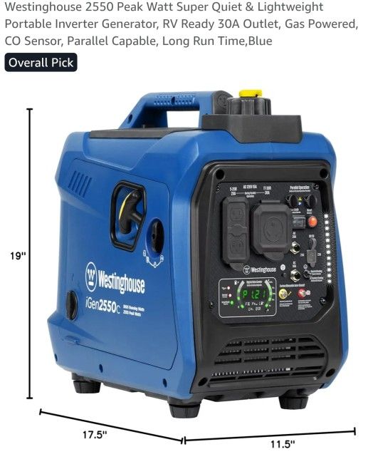 Westinghouse 2550 Peak Watt Super Quiet & Lightweight Portable Inverter Generator