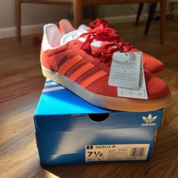 Brand New Adidas Gazelle Wm. Sz. 7.5 Red And Orange 