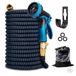 Expandable Garden Water Hose, 10 Spray Nozzles, Anti-Rust Solid Brass Connector, Lightweight No-Kink Flexible 75FT 