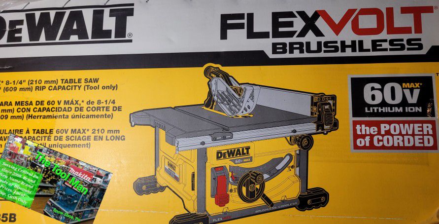 New Dewalt Flexvolt Table Saw Tool-Only $350 Firm Pickup Only 