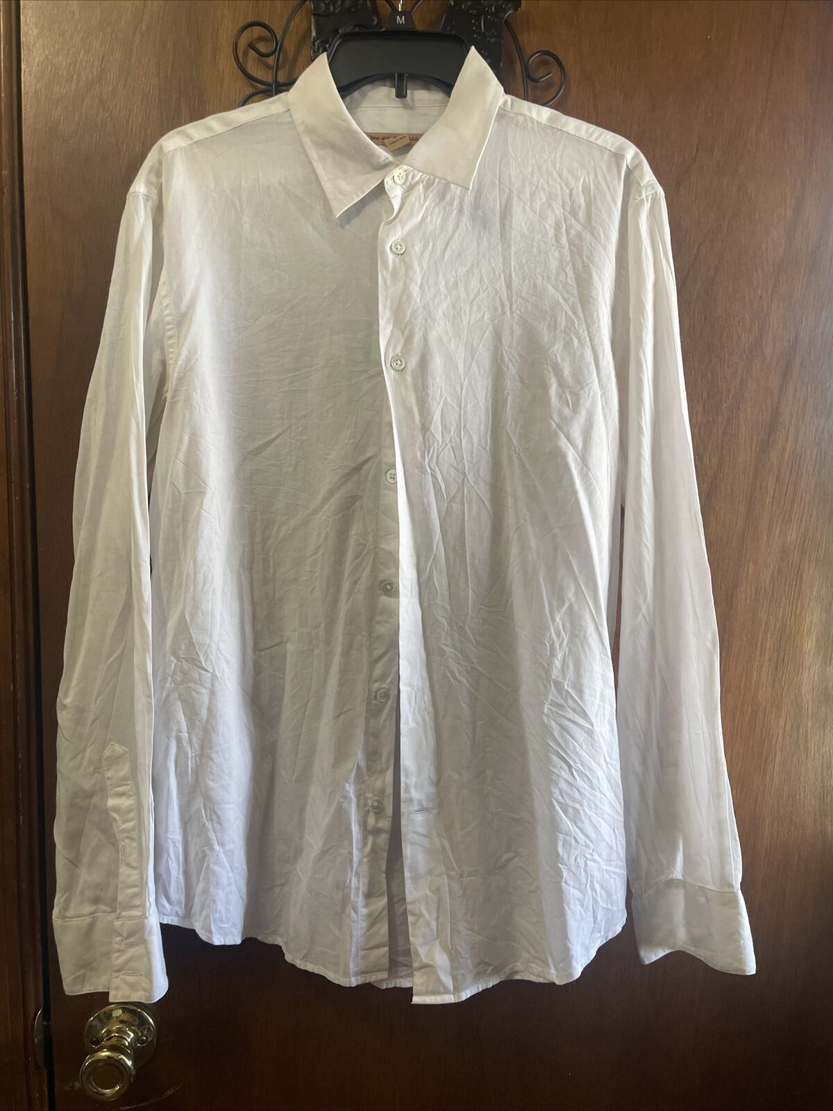 JOHN VARVATOS Men’s White Dress Shirt Lightweight - 100% Cotton - Size M