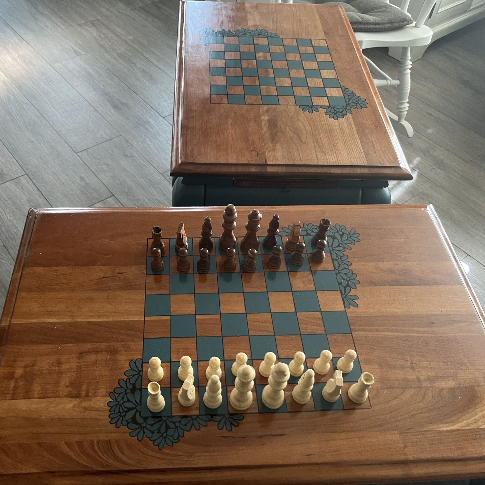 Pair Of Game Tables (Can Be Sold Separately/chess And checkers)