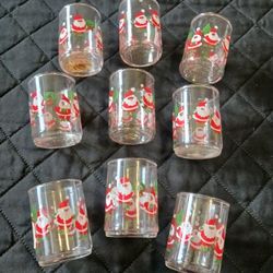 Vintage Santa glass votive holders