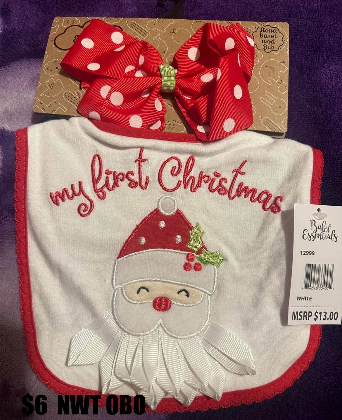 Christmas Bib And Hair Bow