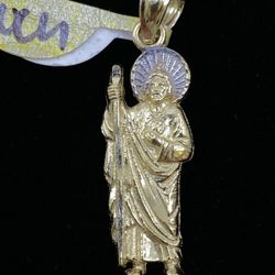 $125 Two Tone Gold Saint Jude San Judas Religious Charm Pendant
