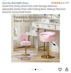 Small pink vanity stool chair