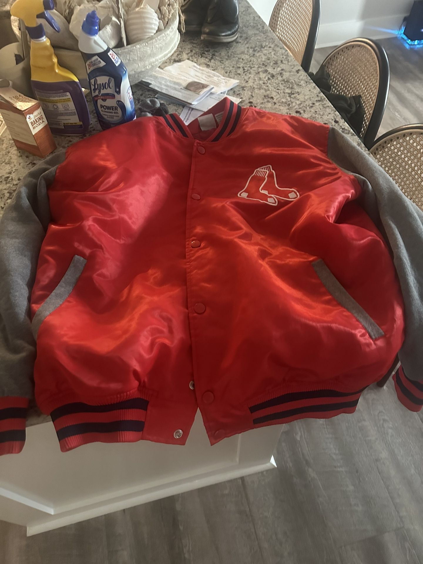 Red Sox Majestic Brand Satin Bomber Jacket