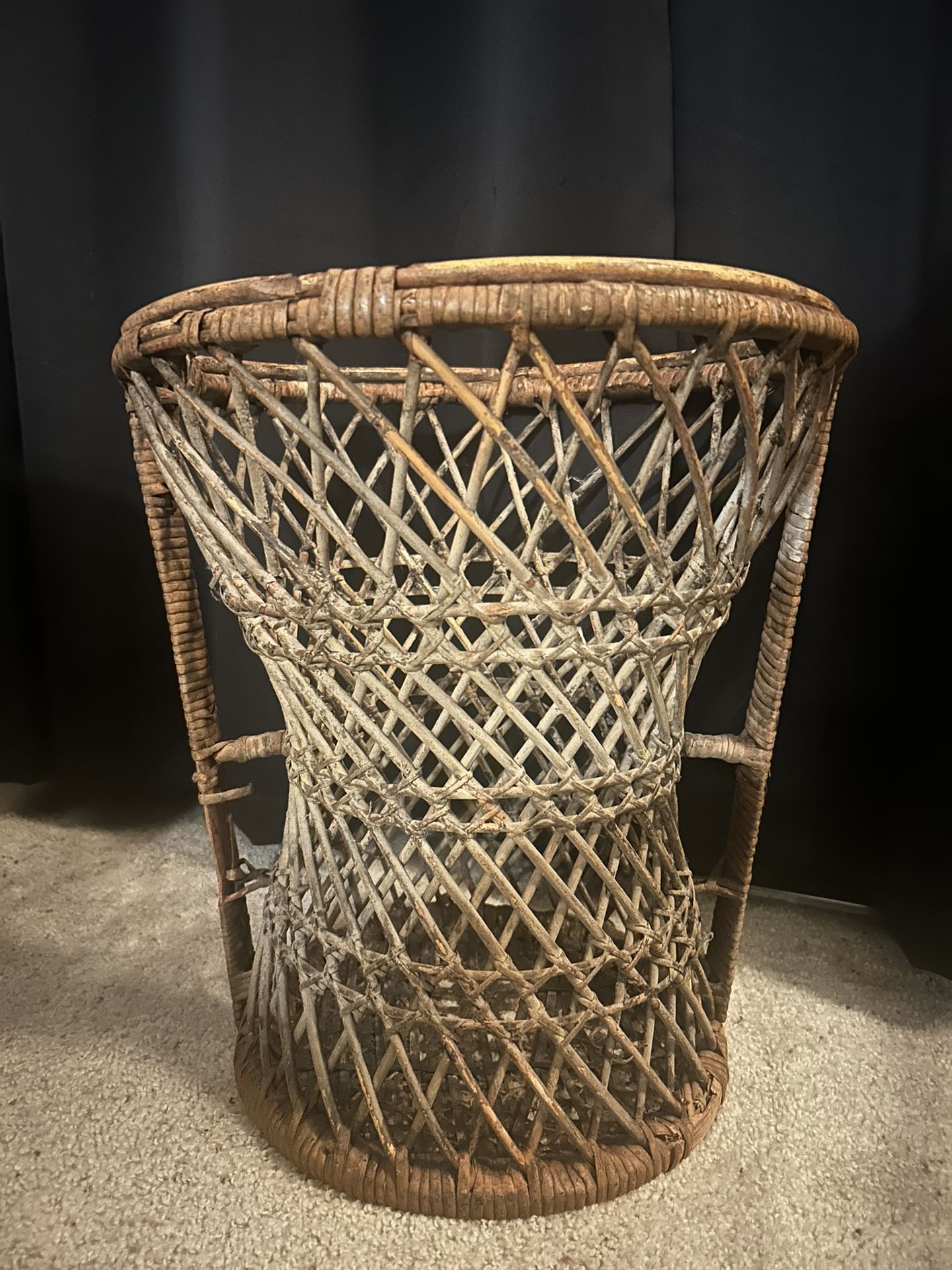 Vintage Rattan Bamboo Cane Plant Stand