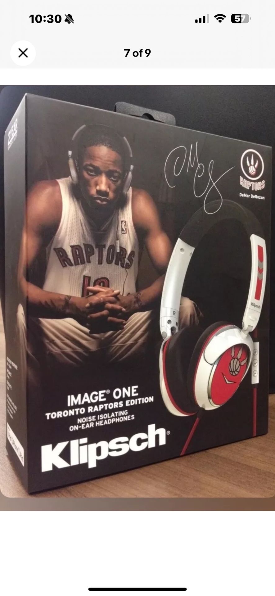 Klipsch Toronto Raptors Noise Isolating On Ear Headphones DeMar DeRozan W/O Box