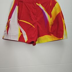 COS x Lea Colombo Limited Edition Floral Print Cotton Shorts - Red/Yellow - Size 4