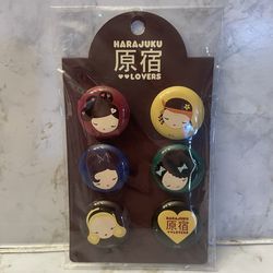 HARAJUKU LOVERS GWEN STEFANI BUTTONS PINS SET OF 5 NEW TAG