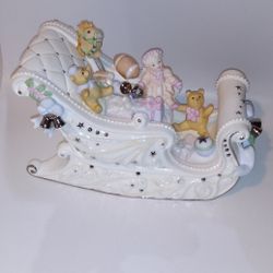 Santa's Toy Sleigh And Santa Figurine Porcelain Christmas Decoration