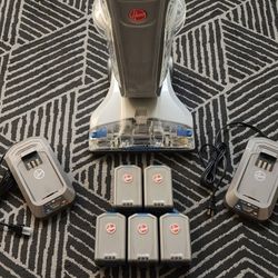 Hoover FloorMate Cordless Hard Floor Scrubber 5 Batteries 2 Chargers