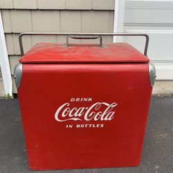 Vintage 1950's Original Coca Cola Metal Cooler w/ Lid