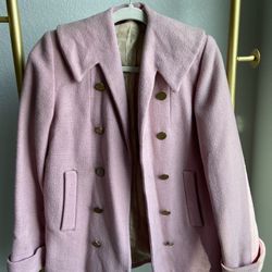 Vintage Mid Century French Coin Pink Woolf Coat 