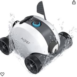 Cordless Robotic Pool Cleaner, Cordless Pool Vacuum Robot with Dual-Drive Motors, Self-Parking Technology, 90 Mins Cleaning for Above/In-ground Pools 