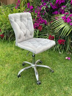 Velvet grey modern vanity chair
