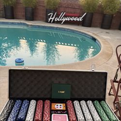 GAMBLING CHIPS,  CARDS, DISE, AND CARRYING CASE