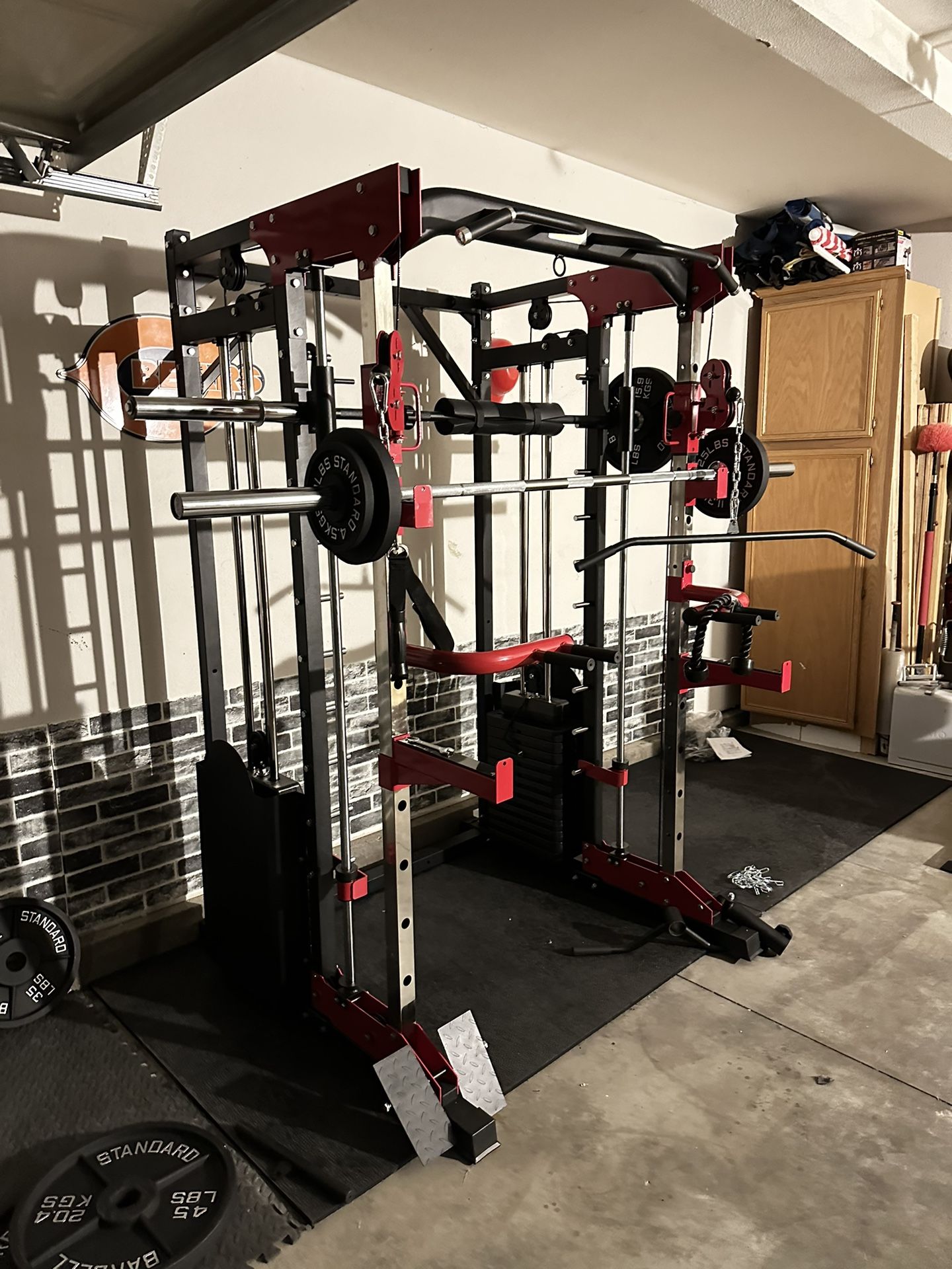 Smith Machine 200 Adjustable Bench 245lb Cast Iron Olympic Weights