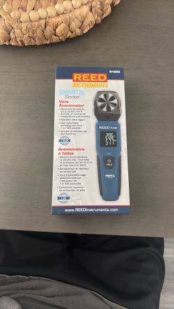 REED INSTRUMENTS Anemometer: 1 fpm Air Velocity Resolution, Relative Humidity, Rotating Vane, R1600