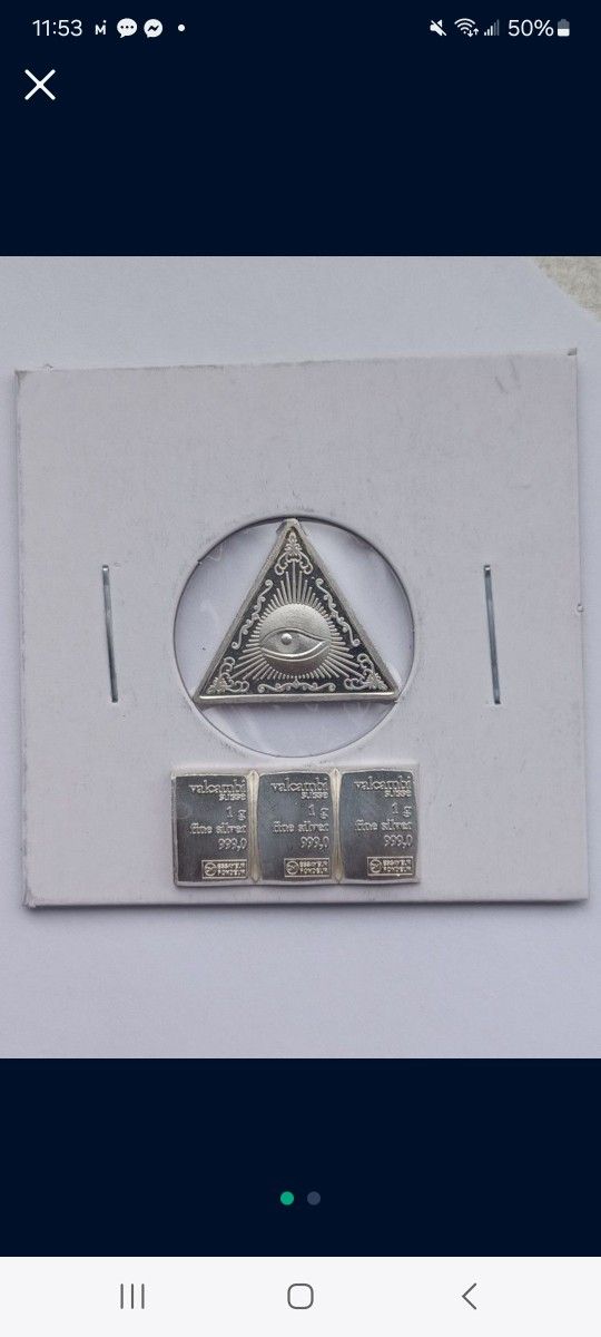 Rare ALL SEEING EYE, ILLUMINATI,  PYRAMID BAR SILVER BUNDLE 