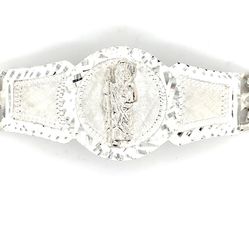 925 Sterling Silver Double Figaro Bracelet San Judas Bracelet 44.00grams 8” 155013 1  