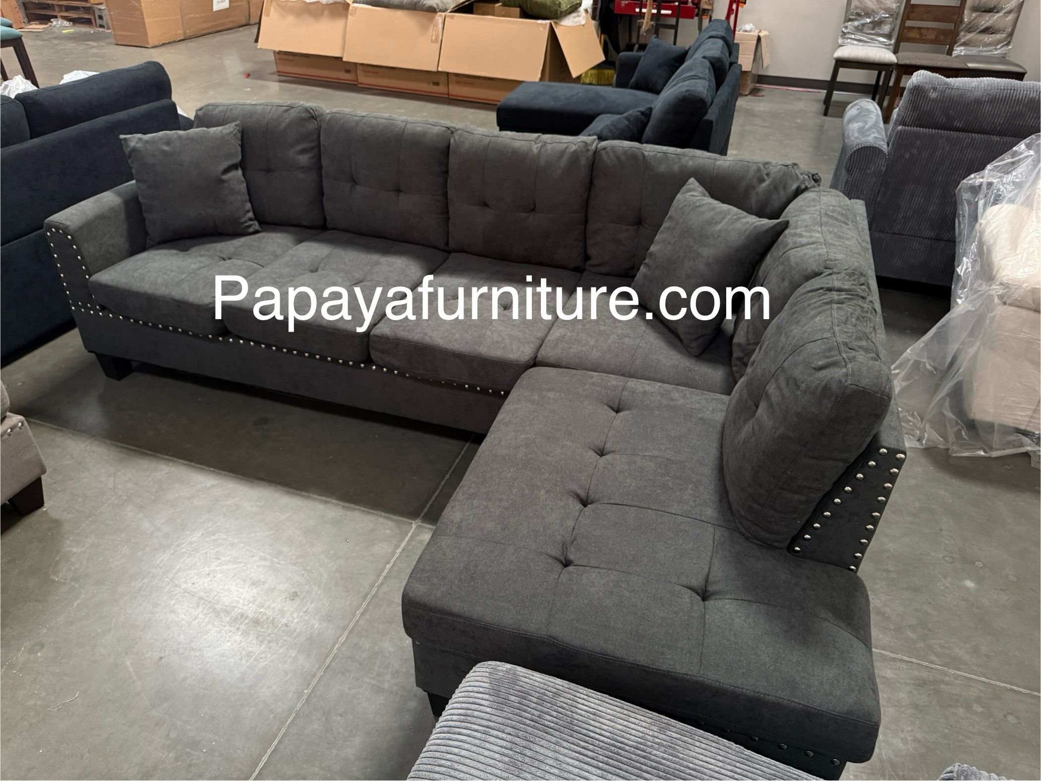 New! Grey Sectional Sofa With Tufted Buttons, Sofa, Sectional, Ash Grey Sectional, Small Living Room Sectional, Apartment Sofa, Couch, Sectionals, Sof