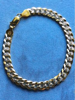 QUALITY!!! 8” Diamond Cut Cuban Style 7mm Gold on Sterling Silver Italy 925 *Pickup Boca Raton