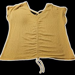 No Boundaries Mustard Ruched Blouse