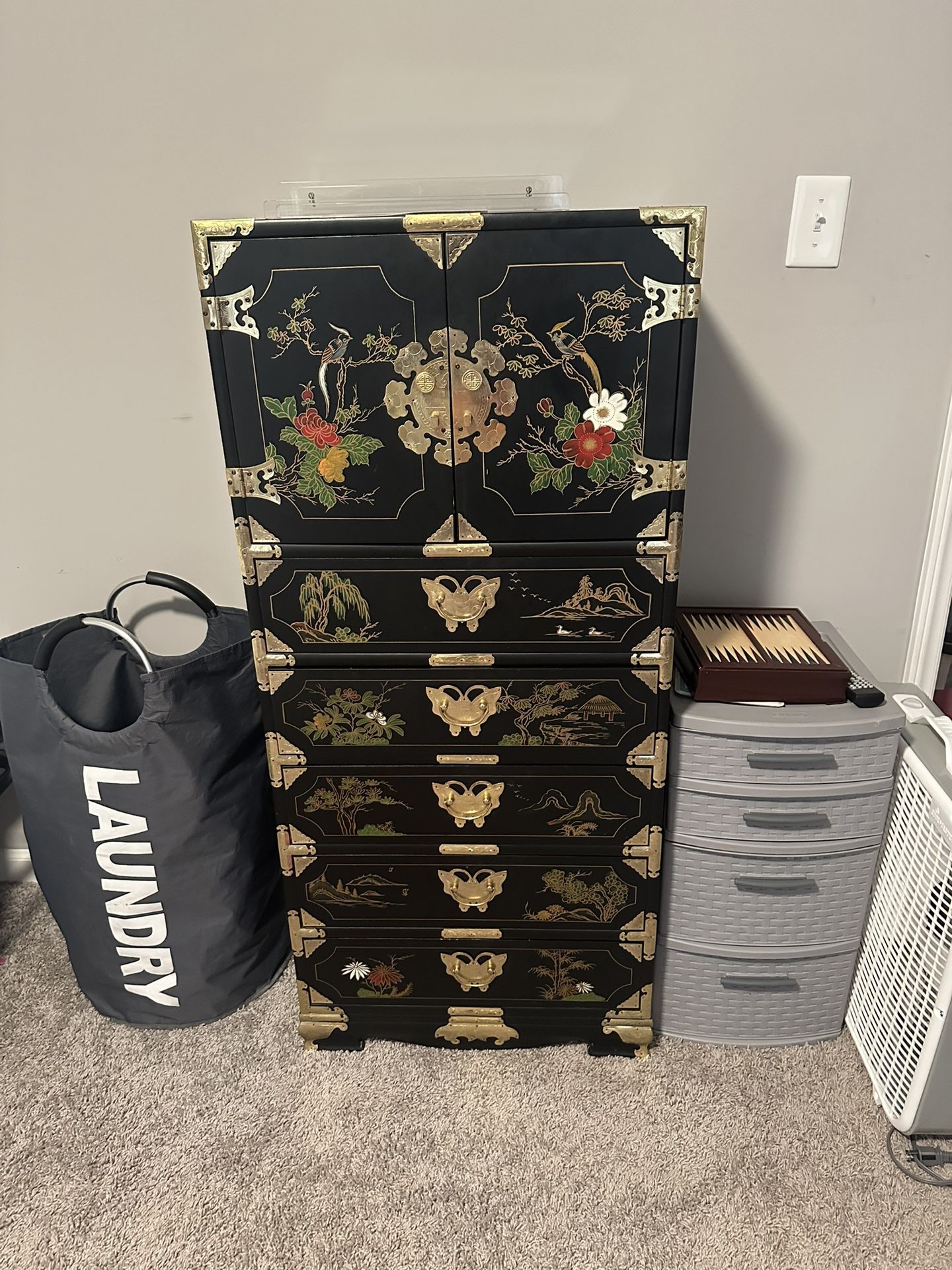 Vintage Jewelry Chest – Hand-Painted with Brass Hardware
