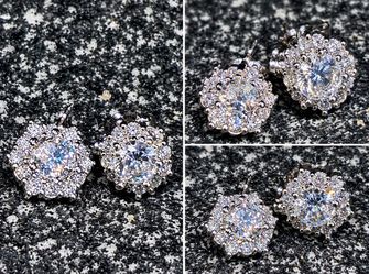 1.07 carat diamond (lab) surrounded by 0,21 Moissonite with sterling silver S925