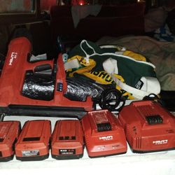 Hilt Nail Gun W/2 Chargers &4 Batteries Included 