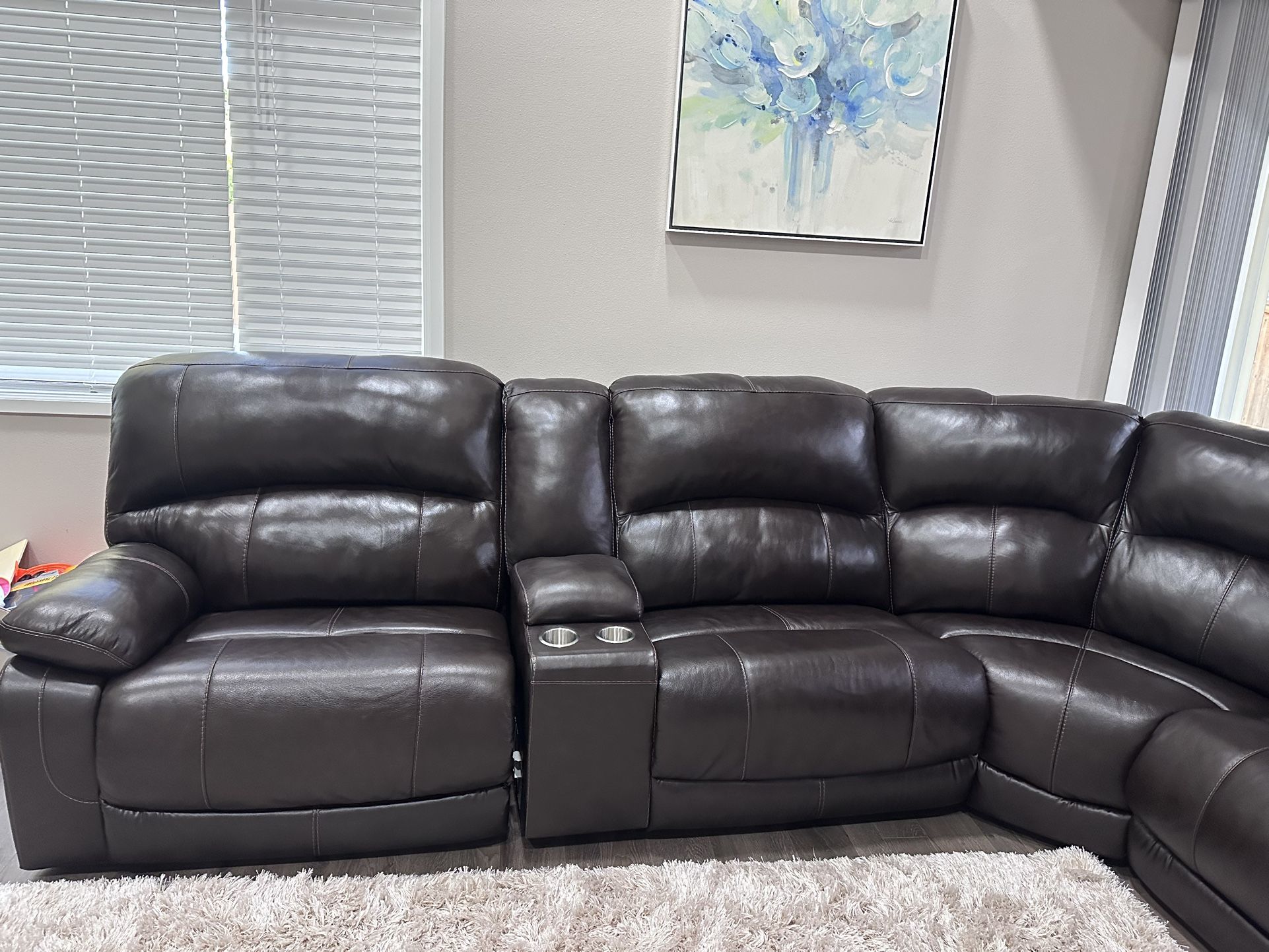 6 Seater L Sectional Leather Sofa With 4 Recliner Seats