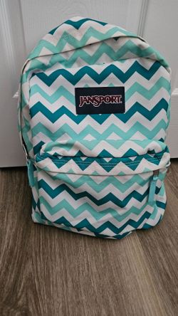 JanSport Backpack Teal Chevron Print