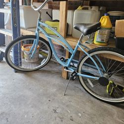 Firmstrong Sixthreezero Urban Lady Beach Cruiser Bike, Women's 3 Speed Hybrid Bicycle and Bike Rack.