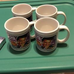 Lo4 Elvis Presley 1992 USPS 29¢ Stamp Black White Vintage Coffee Mug Tea Cup