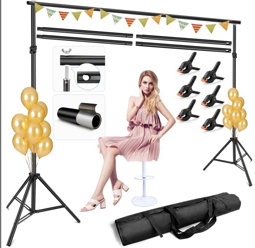 NIB Photo Backdrop Stand Adjustable 10x6.5 Ft