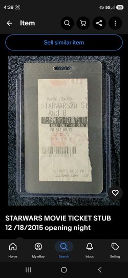 Starwars Original Movie Ticket Stub Opening Night