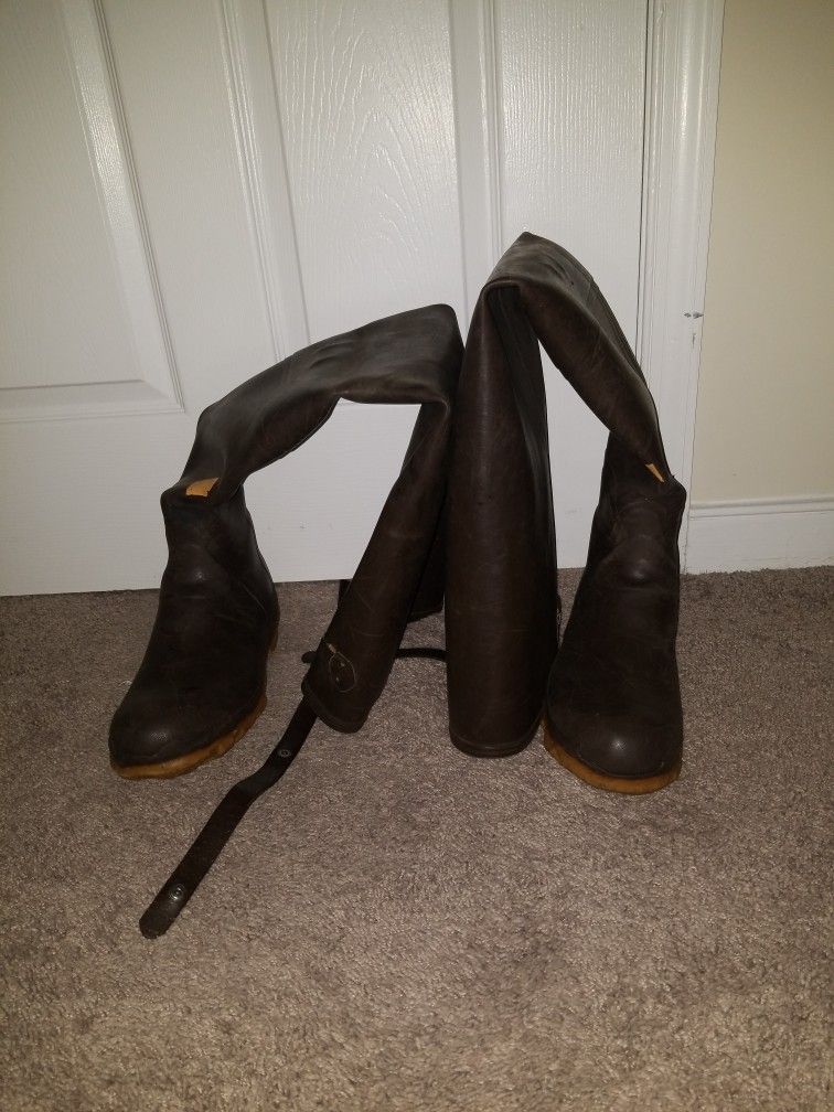Rubber Hip Boots Waders Unknown Size 9 Heavy Worn